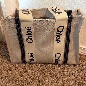Chloe Beige and Black Tote Bag